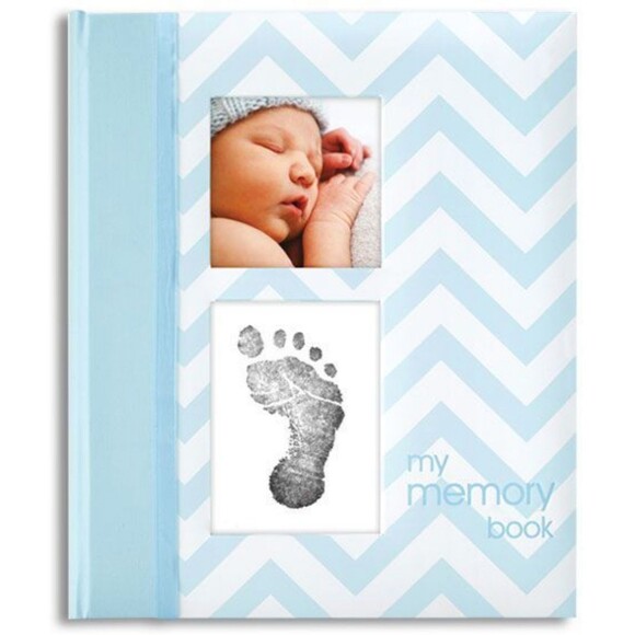 Blue Chevron Pearhead Baby Memory Book First 5 Years Baby Milestone Book NEW - Picture 1 of 2